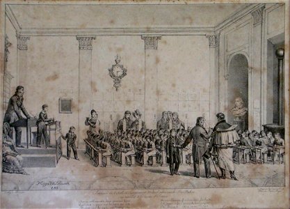 Gravure école mutuelle Paris 1818 GF
