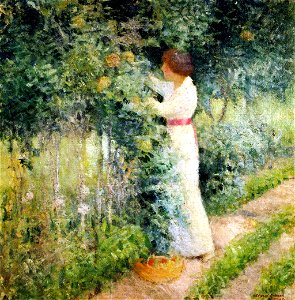 Ethol in the Rose Garden, Giverny, France by Edmund W. Greacen,