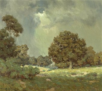 Granville Redmond - Wildflowers under grey skies (The Coming Storm). Free illustration for personal and commercial use.