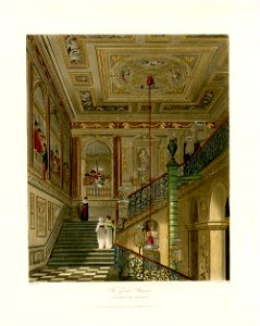 Great Staircase, Kensington Palace, from Pyne's Royal Residences, 1819 - panteek pyn91-541