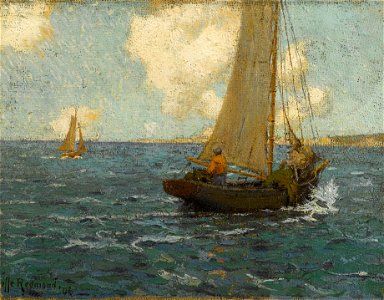 Granville Redmond - Sailboats on calm seas. Free illustration for personal and commercial use.