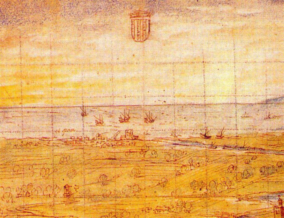 Grau de València en la vista de Wijngaerde, 1563.