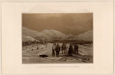Graves at the head of the harbour of Balaklava - W. Simpson del. ; C. Haghe lith. LCCN2004672580