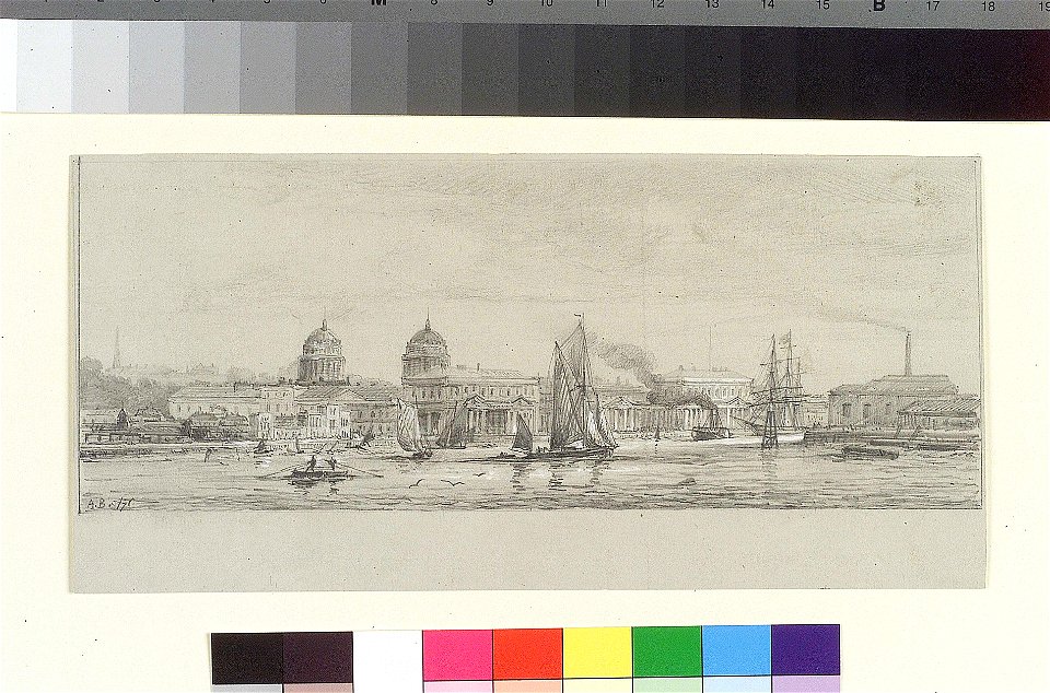 Greenwich Hospital from Blackwall reach, May 1871 RMG PW7684