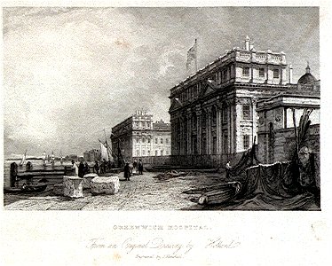 Greenwich Hospital. From an Original Drawing by Holland RMG PU2258. Free illustration for personal and commercial use.