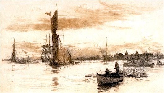 Greenwich with barges and other craft. Trial proof RMG PW2227