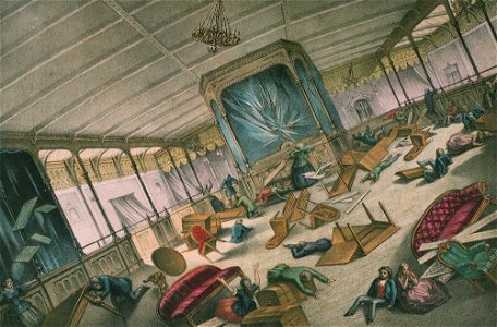 Great Eastern The Grand Saloon during storm Sept 1861. Based on a sketch by a passenger, C.F. Hayward RMG PU6761