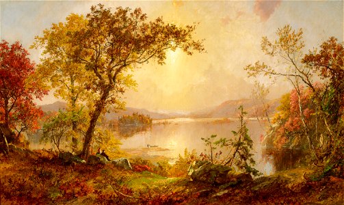 Greenwood Lake Autumn on the Hudson-Jasper Francis Cropsey-1875. Free illustration for personal and commercial use.