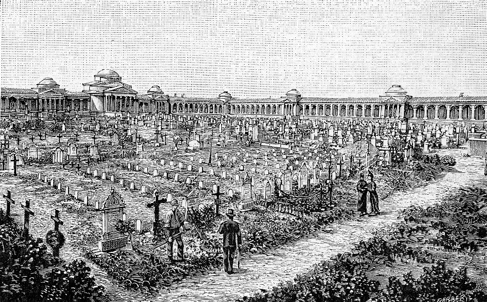 Forlì – Veduta del cimitero (xilografia)