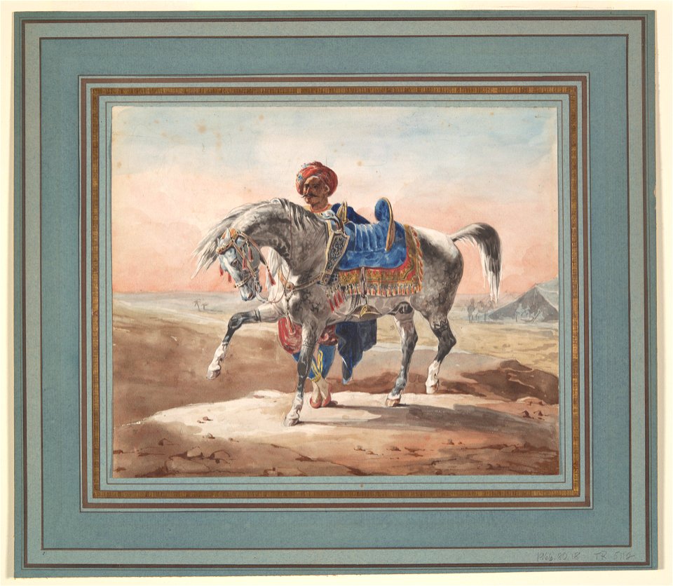Formerly attributed to Théodore Géricault - Arab Standing by a Horse, ca. 1850