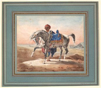 Formerly attributed to Théodore Géricault - Arab Standing by a Horse, ca. 1850