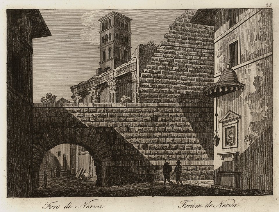Foro di Nerva - Li Monumenti Piú Celebri Di Roma Antica E Moderna Disegnati Da Vero Ed Incisi Dai Migliori Artisti Rome Presso Po - 1850