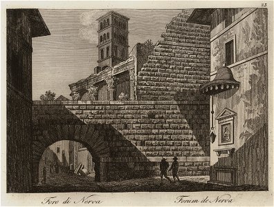 Foro di Nerva - Li Monumenti Piú Celebri Di Roma Antica E Moderna Disegnati Da Vero Ed Incisi Dai Migliori Artisti Rome Presso Po - 1850