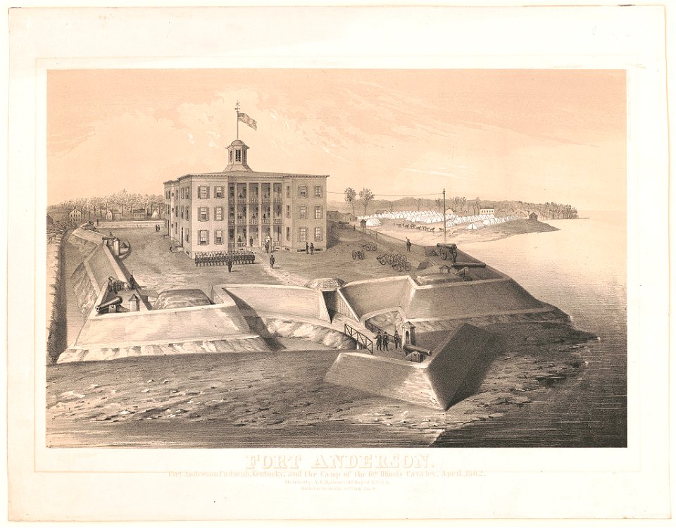 Fort Anderson. Fort Anderson, Paducah, Kentucky, and the camp of the 6th Illinois Cavalry, April, 1862 - sketched by A.E. Mathews, 31st Regt. O.V.U.S.A. LCCN92508857
