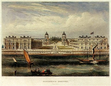 Greenwich Hospital. River Front RMG PU2255. Free illustration for personal and commercial use.