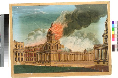 Greenwich Hospital - The Chapel Burning, 2 Jan 1779 RMG PZ1597