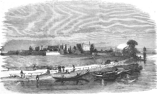 Fort William, Calcutta--sketched from the river, Illustrated London News, 1857. Free illustration for personal and commercial use.
