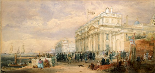 Greenwich Hospital, showing buildings and Greenwich pensioners RMG D5766