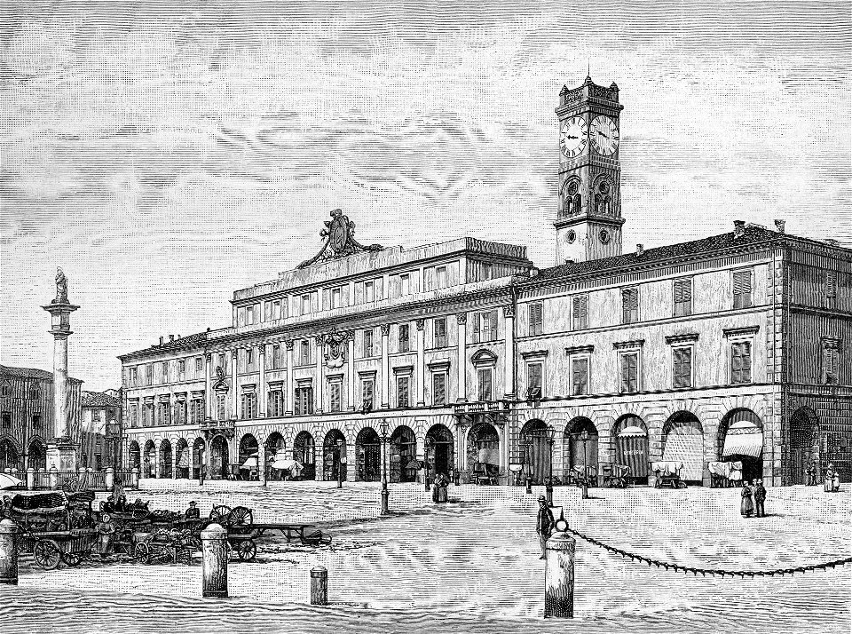 Forlì – Palazzo Municipale sulla Piazza Maggiore (xilografia)