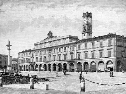 Forlì – Palazzo Municipale sulla Piazza Maggiore (xilografia)