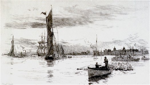 Greenwich with barges and other craft. Trial proof RMG PW2226