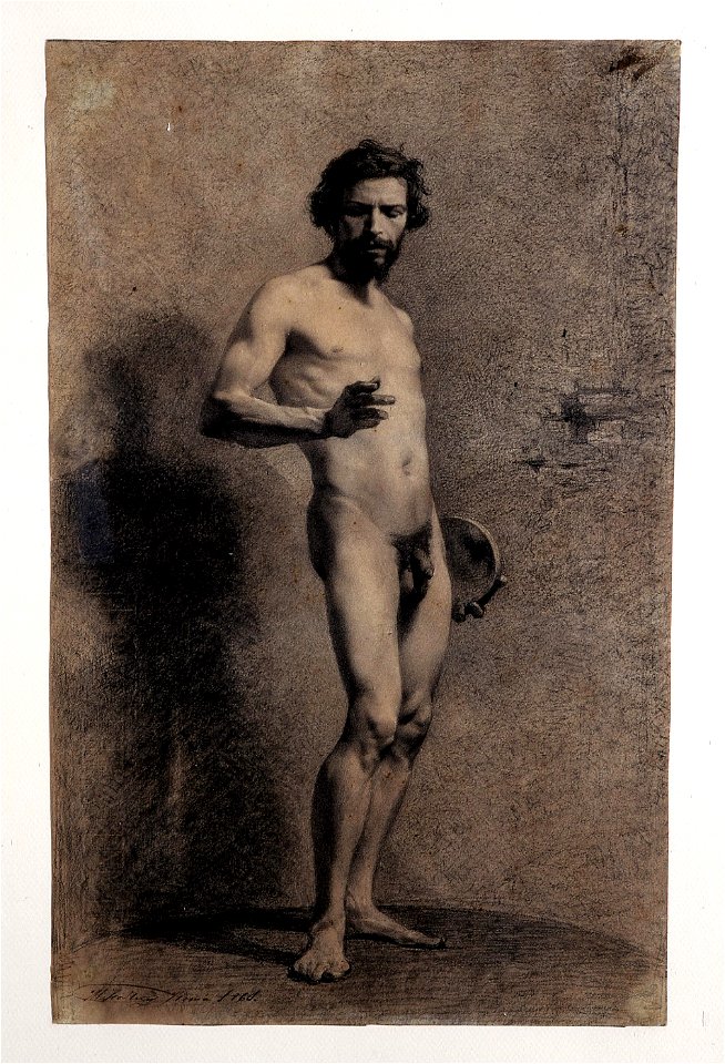 Fortuny, Nu masculí de tres quarts amb disc (313 D)