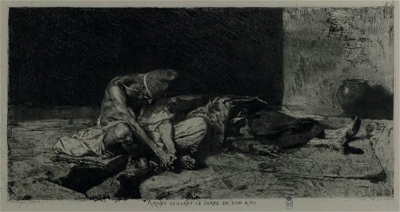 Fortuny.Árabe velando el cadáver de su amigo.Biblioteca NacionalMadridr