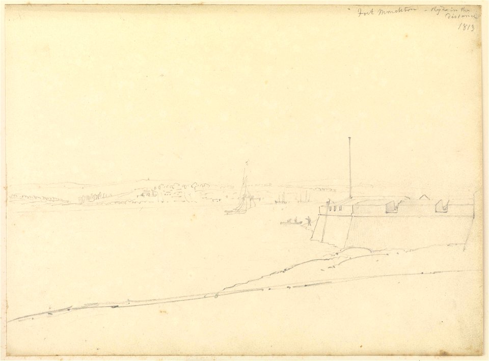Fort Monckton, Ryde in the distance, 1813 RMG PZ0942