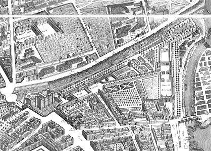 Fossés de l'Arsenal sur le plan de Turgot (1734–1736) (détail)