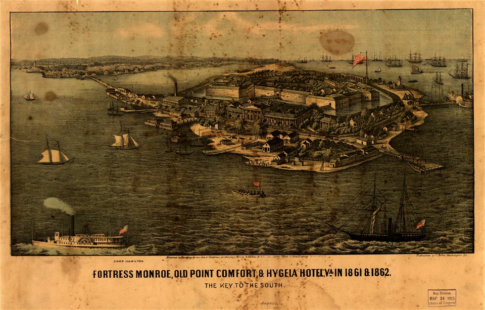 Fortress Monroe, Old Point Comfort, & Hygeia Hotel, Va. in 1861 & 1862. The key to the South LOC 99447331