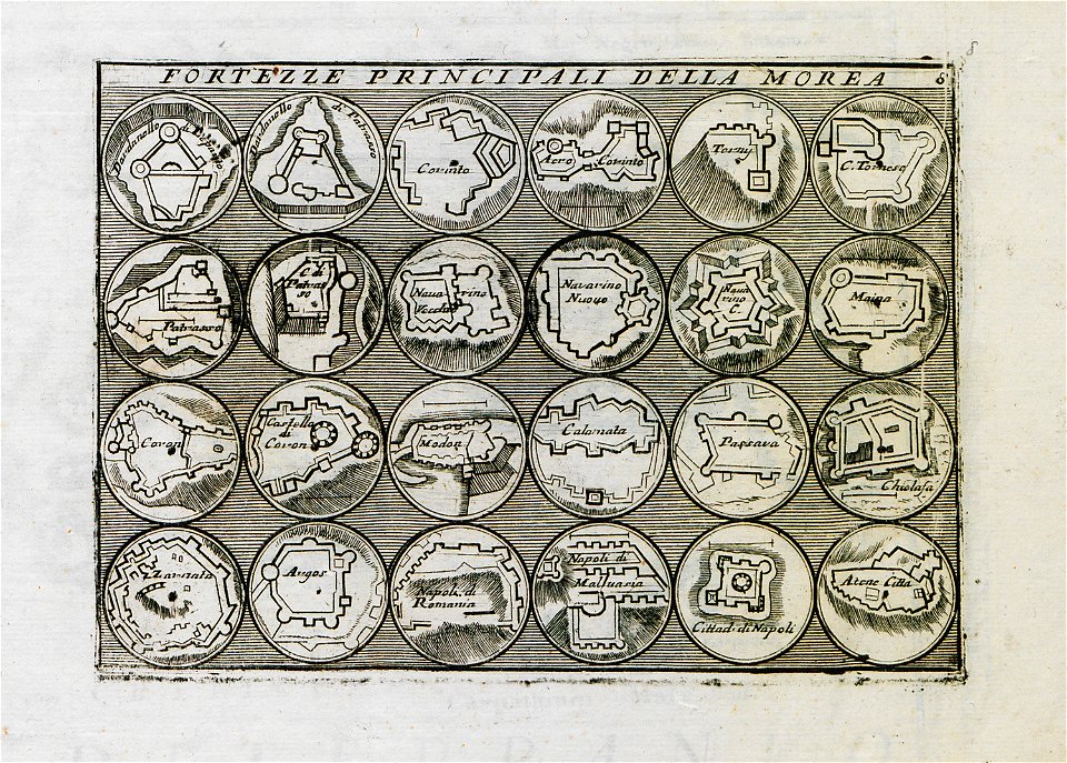 Fortezze principale della Morea - Coronelli Vincenzo - 1686