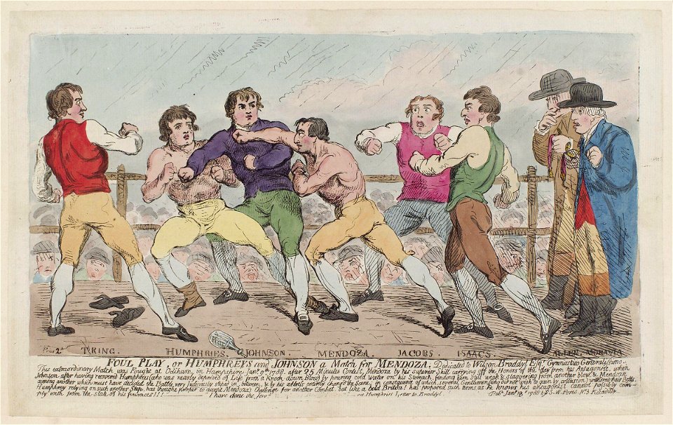 Foul play, or Humphreys and Johnson a match for Mendoza...' (Richard Humphries; Daniel Mendoza) by Samuel William Fores