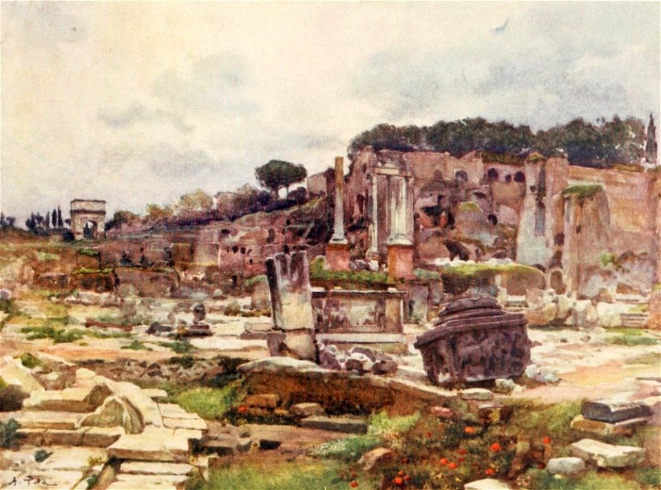 Forum Romanum from Arch of Septimius Severus by Alberto Pisa (1905)
