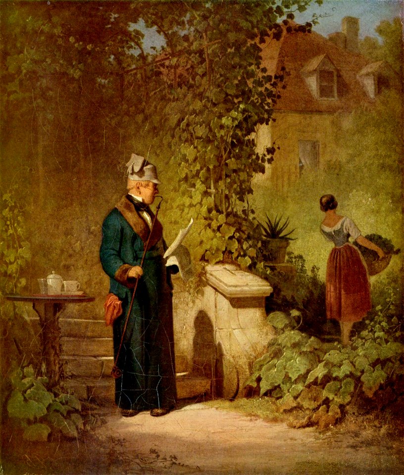Carl Spitzweg - Zeitungsleser im Garten