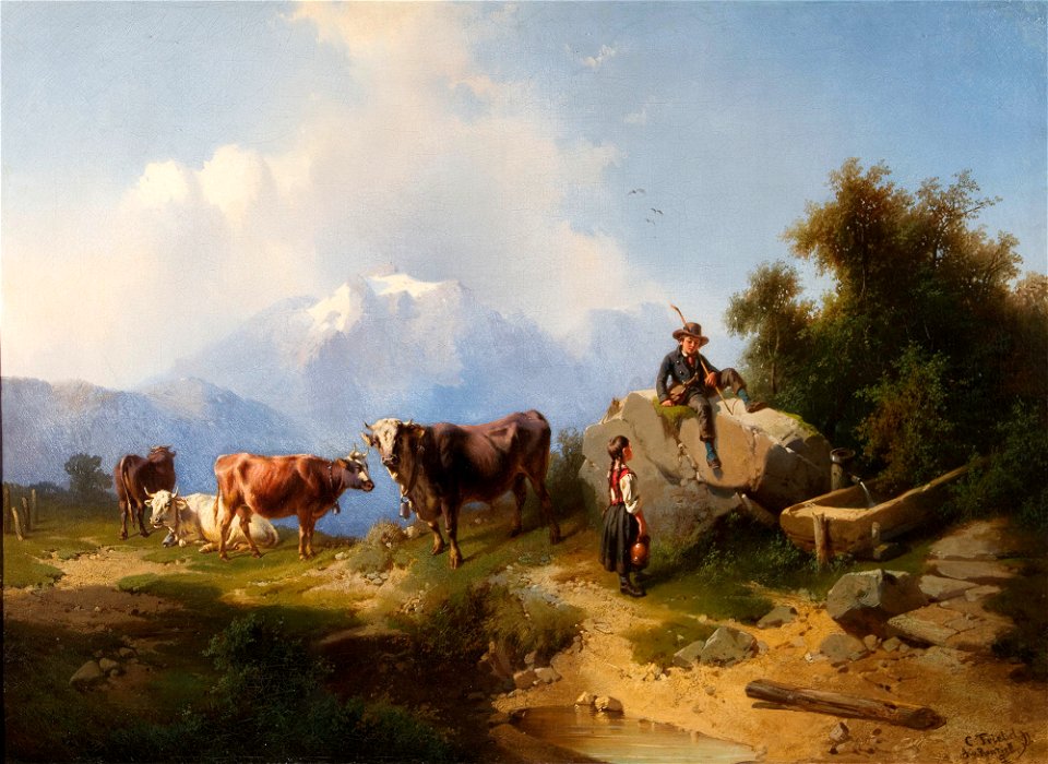 Carl Triebel Almvieh im Hochgebirge