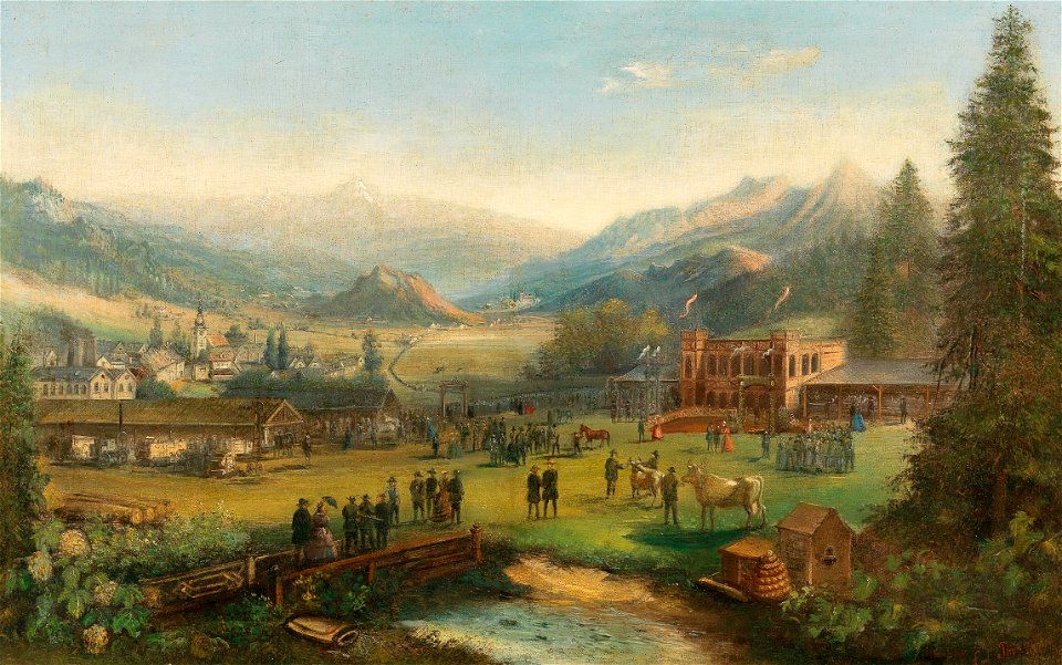 Carl Thöndel Tal mit Fabrik und Festgebäude