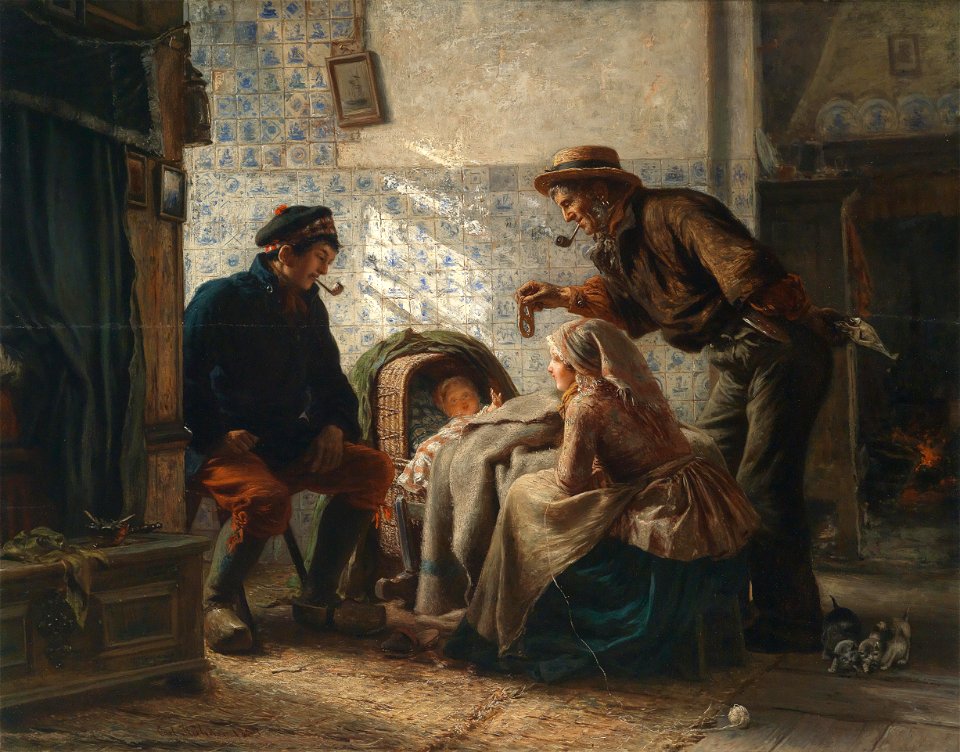 Carl Wilhelm Hübner An der Wiege 1857