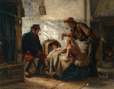 Carl Wilhelm Hübner An der Wiege 1857