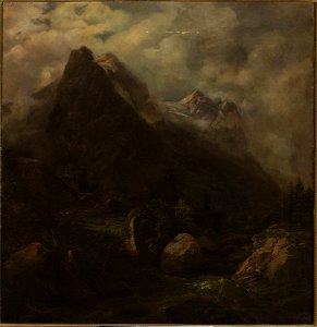 Carl Wagner - Mountain landscape - M.Ob.2336 MNW - National Museum in Warsaw. Free illustration for personal and commercial use.