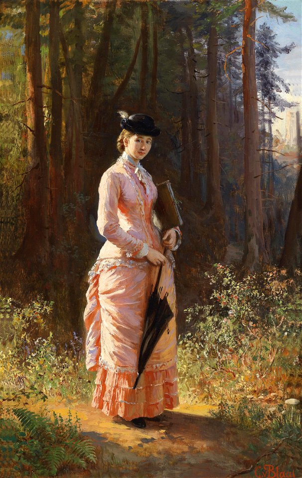 Carl von Blaas Dame mit Schirm und Zeichenmappe