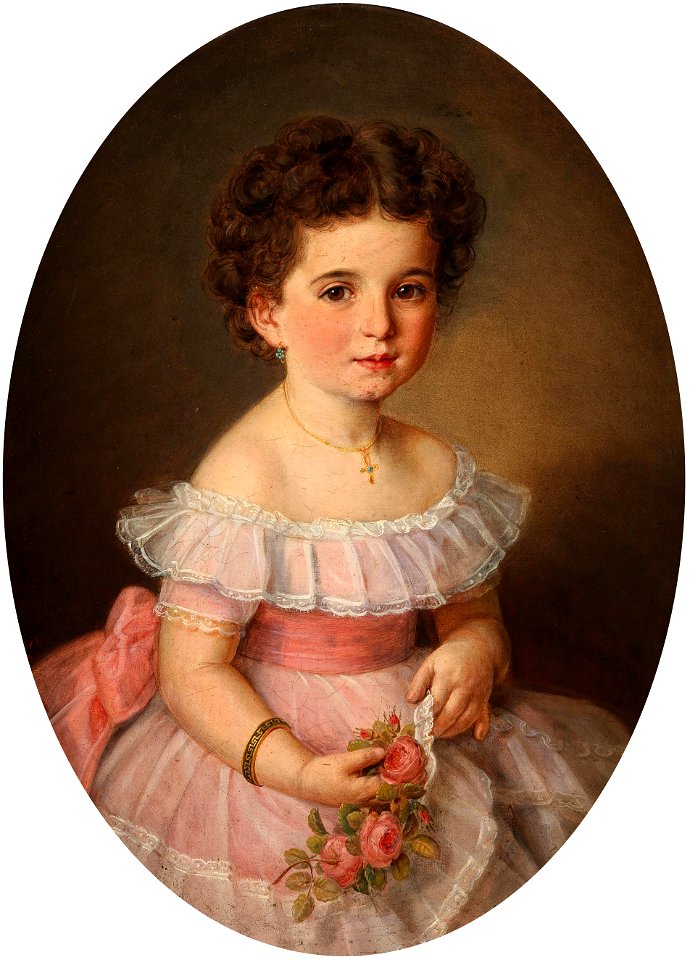 Carl Teibler Mädchenbildnis mit Rosen 1873