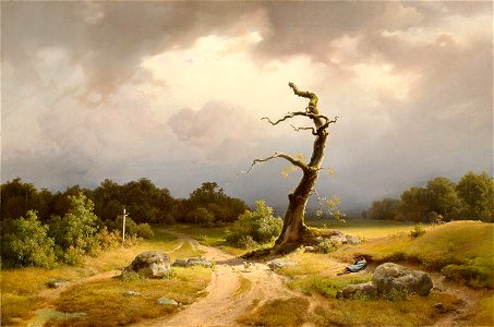 Carl Theodor Reiffenstein - Landschaft bei heranziehendem Gewitter, 1845