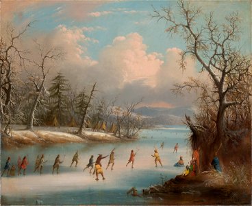Edmund C. Coates - Indians Playing Lacrosse on the Ice - 1934.19 - Yale University Art Gallery
