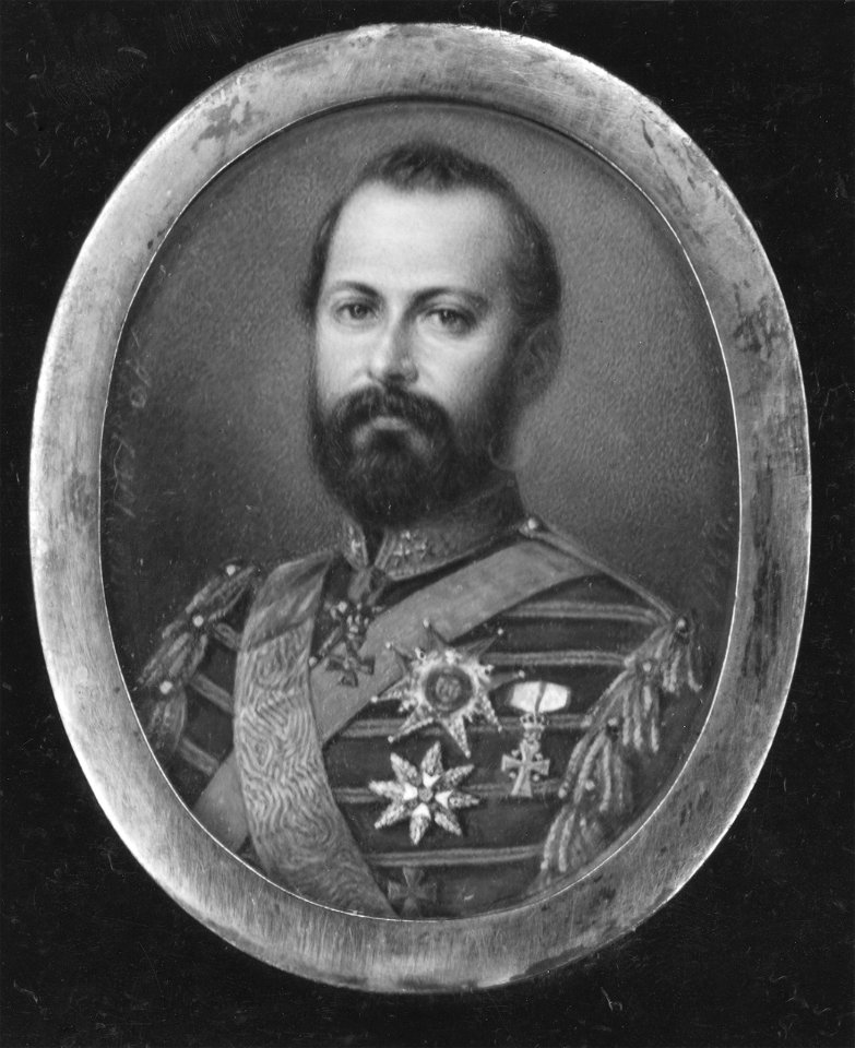 Carl XV, 1826-1872, kung, gift med Lovisa (Anna Beata af Kleen) - Nationalmuseum - 24178