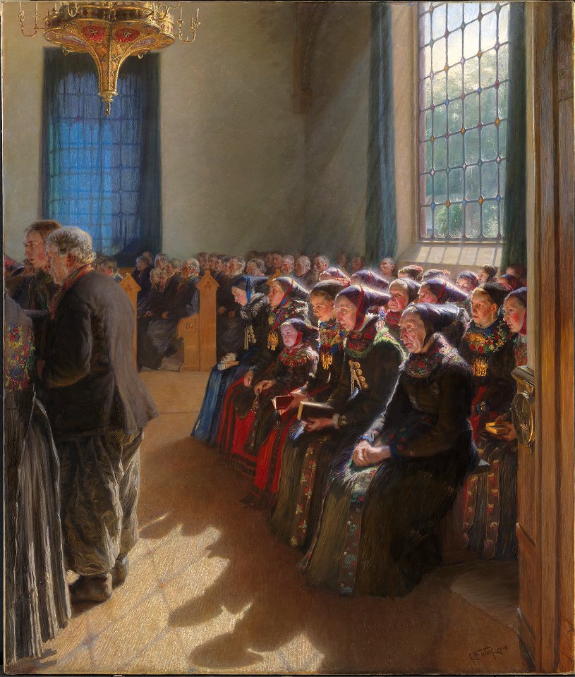 Carl Wentorf - Under gudstjenesten i en kirke på Amager - KMS1461 - Statens Museum for Kunst