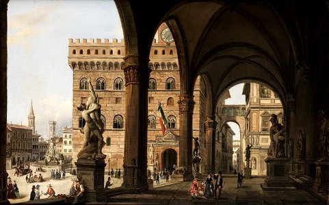 Blick von der Loggia dei Lanzi 19Jh