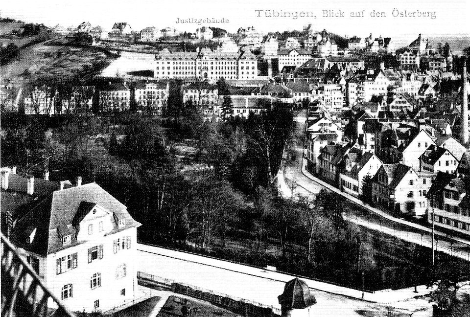 Blick zum Justizgebäude von der Augenklinik (AK um 1908 EfT054)