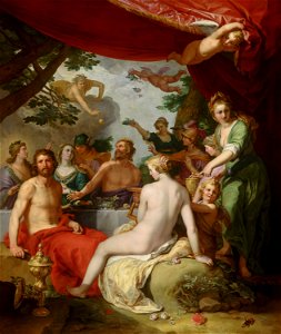 Abraham Bloemaert, The Feast of the Gods at the Wedding of Peleus and Thetis, 1638, via Mauritshuis The Hague. Free illustration for personal and commercial use.