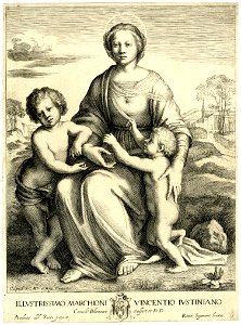 Bloemaert - The Virgin and the Child with St John, in a landscape; after Andrea del Sarto. c.1631