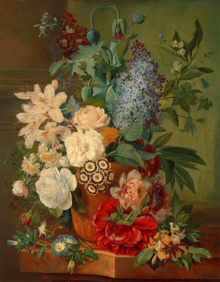 Bloemen in een terracotta vaas. Rijksmuseum SK-A-1013